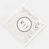 Monogram Zwart Wit Abstract Initiaal 2026 Bruiloft Servet (Hoek)