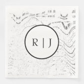 Monogram Zwart Wit Abstract Initiaal 2026 Bruiloft Servet (Voorkant)
