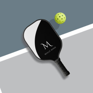 Monogram zwart-wit achteraankleurblok pickleball paddle