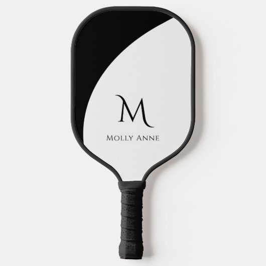 Monogram zwart-wit achteraankleurblok pickleball paddle (Achterkant)