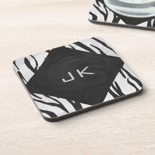 Monogram - zwart-wit afdrukken bier onderzetter (Linkerzijde)