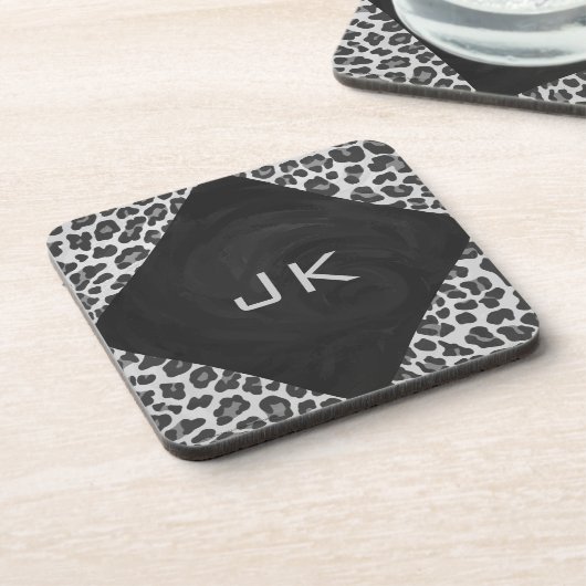 Monogram zwart-wit afdrukken bier onderzetter (Linkerzijde)