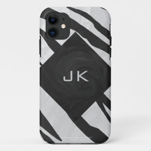 Monogram - zwart-wit afdrukken iPhone 11 hoesje