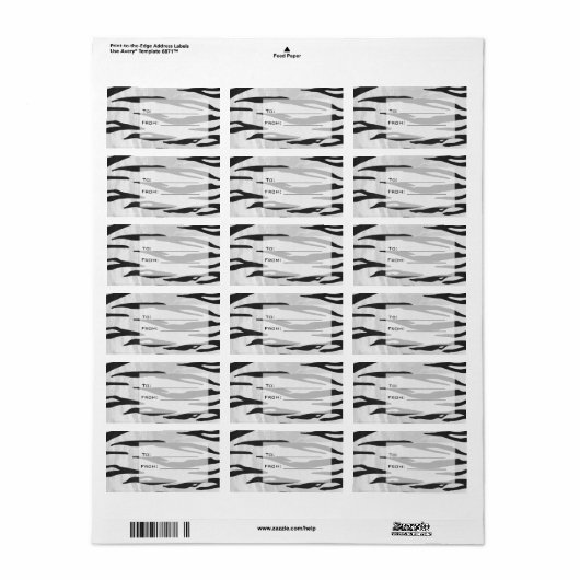 Monogram - zwart-wit afdrukken etiket (Full Sheet)