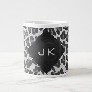Monogram zwart-wit afdrukken grote koffiekop