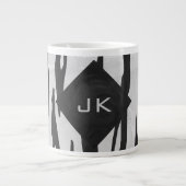 Monogram - zwart-wit afdrukken grote koffiekop (Voorkant)