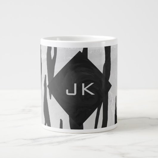 Monogram - zwart-wit afdrukken grote koffiekop (Voorkant)