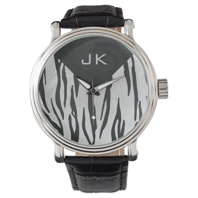 Monogram - zwart-wit afdrukken horloge (Voorkant)