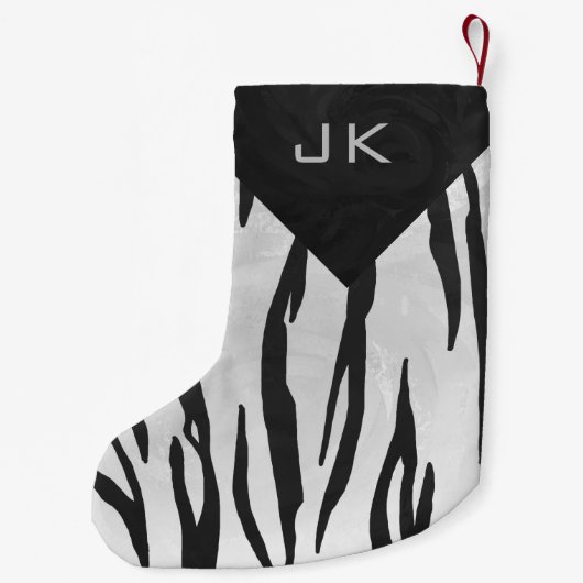 Monogram - zwart-wit afdrukken kleine kerstsok (Achterkant)