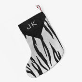 Monogram - zwart-wit afdrukken kleine kerstsok (Achterkant (Hangend))