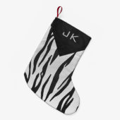 Monogram - zwart-wit afdrukken kleine kerstsok (Voorkant (Hangend))