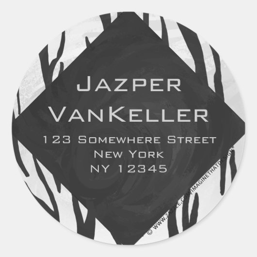 Monogram - zwart-wit afdrukken ronde sticker (Voorkant)