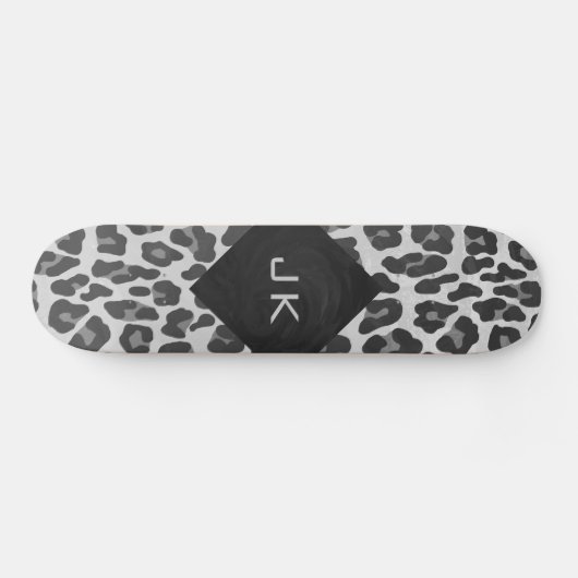 Monogram zwart-wit afdrukken skateboard (Horizontaal)