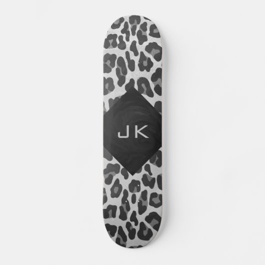 Monogram zwart-wit afdrukken skateboard (Voorkant)