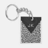 Monogram zwart-wit afdrukken sleutelhanger (Voorkant Links)