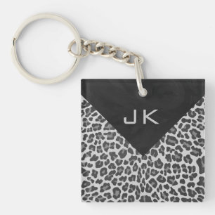 Monogram zwart-wit afdrukken sleutelhanger