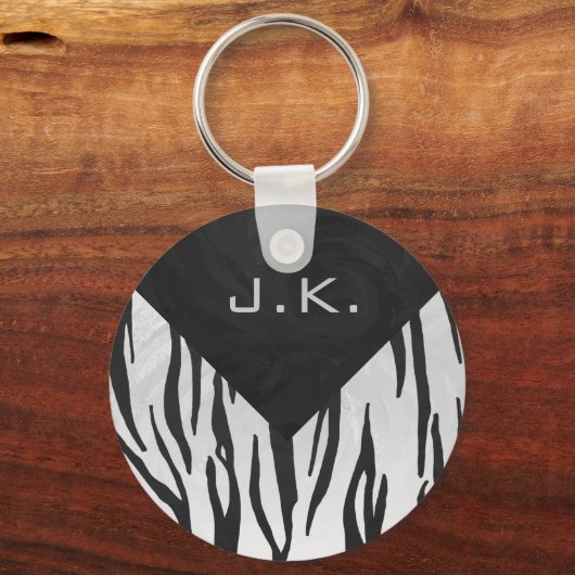 Monogram - zwart-wit afdrukken sleutelhanger (Voorkant)