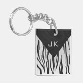 Monogram - zwart-wit afdrukken sleutelhanger (Voorkant Links)