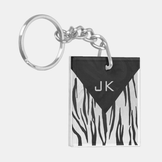 Monogram - zwart-wit afdrukken sleutelhanger (Voorkant Links)