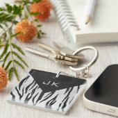 Monogram - zwart-wit afdrukken sleutelhanger (Voorkant Rechts)