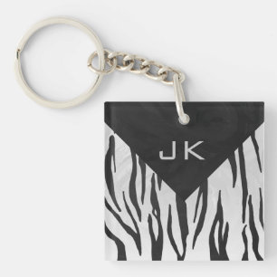 Monogram - zwart-wit afdrukken sleutelhanger