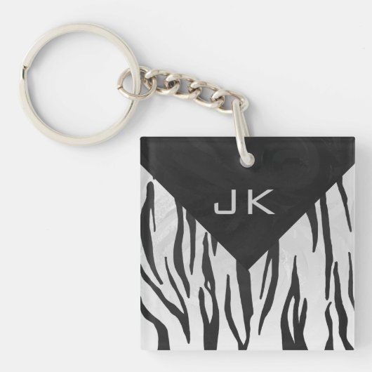 Monogram - zwart-wit afdrukken sleutelhanger (Voorkant)