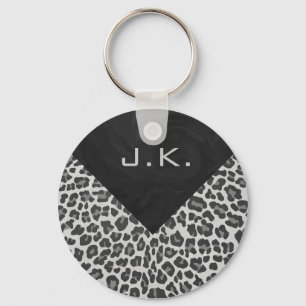 Monogram zwart-wit afdrukken sleutelhanger
