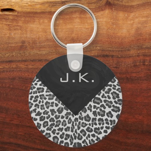 Monogram zwart-wit afdrukken sleutelhanger (Voorkant)