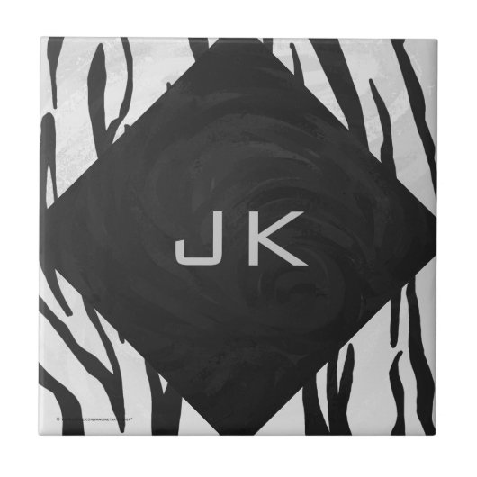 Monogram - zwart-wit afdrukken tegeltje (Voorkant)