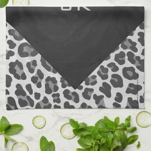 Monogram zwart-wit afdrukken theedoek (Gevouwen)