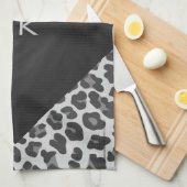 Monogram zwart-wit afdrukken theedoek (Quarter Fold)