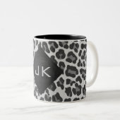 Monogram zwart-wit afdrukken tweekleurige koffiemok (Voorkant rechts)