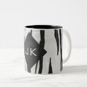 Monogram - zwart-wit afdrukken tweekleurige koffiemok (Voorkant rechts)