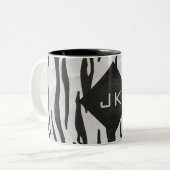 Monogram - zwart-wit afdrukken tweekleurige koffiemok (Voorkant links)