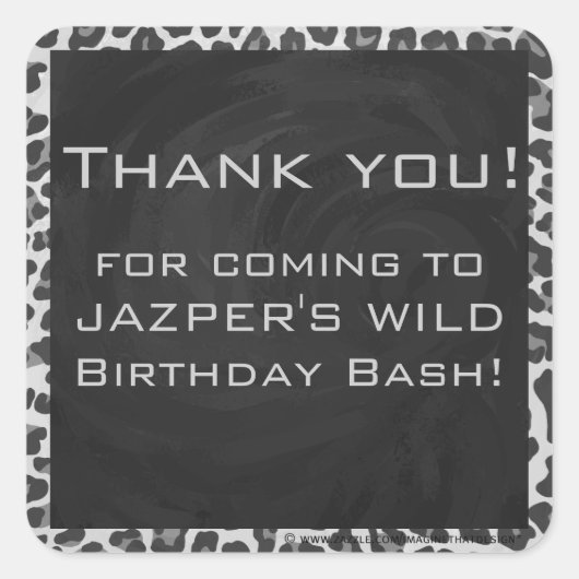 Monogram zwart-wit afdrukken vierkante sticker (Voorkant)