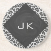 Monogram zwart-wit afdrukken zandsteen onderzetter (Voorkant)