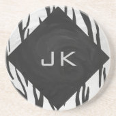 Monogram - zwart-wit afdrukken zandsteen onderzetter (Voorkant)