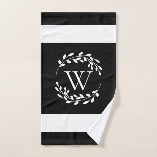 Monogram zwart-wit bad handdoek (Handdoek)