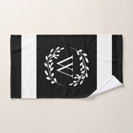 Monogram zwart-wit bad handdoek (Handdoek)