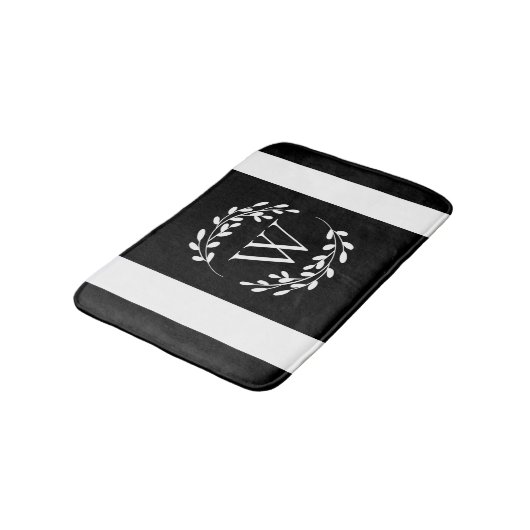 Monogram zwart-wit badmat (Gekanteld)