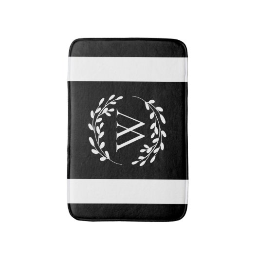 Monogram zwart-wit badmat (Voorkant Verticaal)