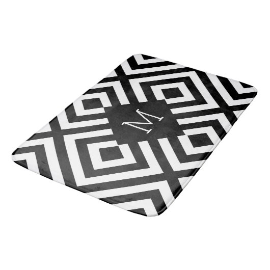 Monogram zwart-wit badmat (Gekanteld)