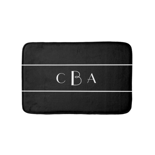 Monogram zwart-wit badmat (Voorkant)