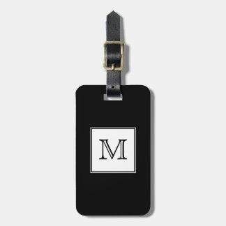 Monogram zwart-wit bagagelabel