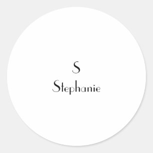 Monogram Zwart Wit Beginletters Naam Aangepast Moo Ronde Sticker