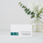 Monogram Zwart wit Blauw Groen Visitekaartje (Staand voorkant)