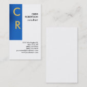 Monogram Zwart wit blauw platte Visitekaartje (Voorkant / Achterkant)