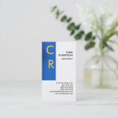 Monogram Zwart wit blauw platte Visitekaartje (Staand voorkant)