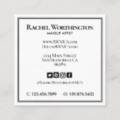 Monogram zwart-wit bloem vierkante visitekaartje (Achterkant)