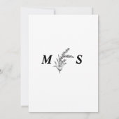 Monogram Zwart-Wit bloemenbruiloft Kaart (Achterkant)